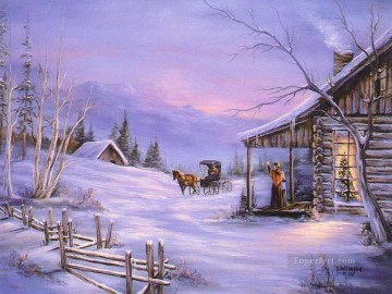 子供向け Painting - クリスマスは家に帰る子供たち